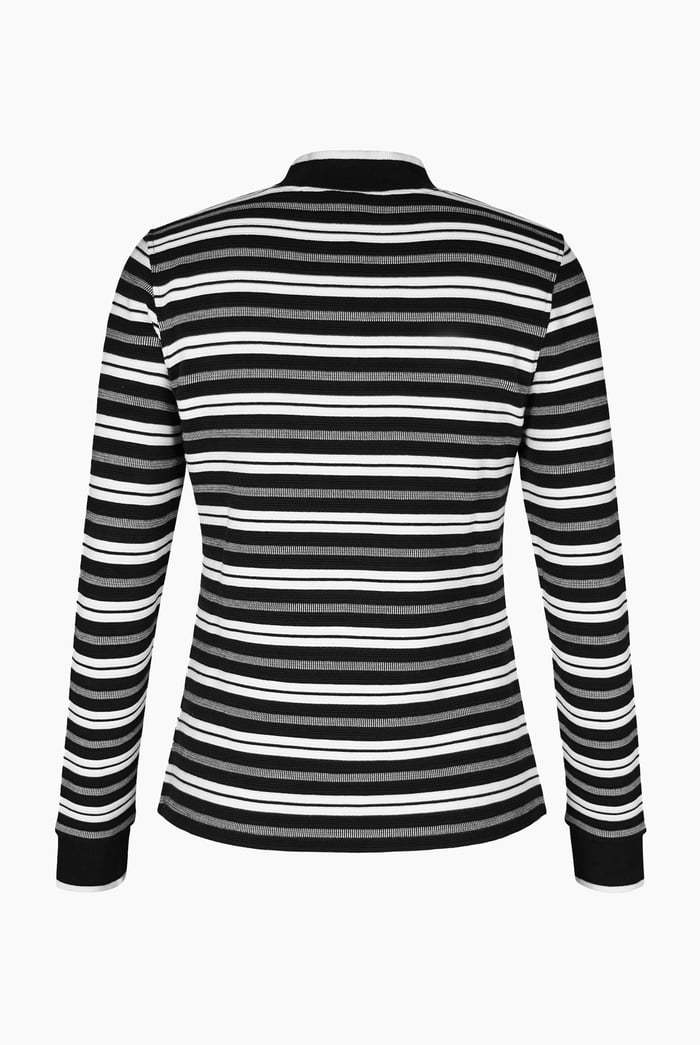 Striped Ribbed Long Sleeve High Neck Jersey Top