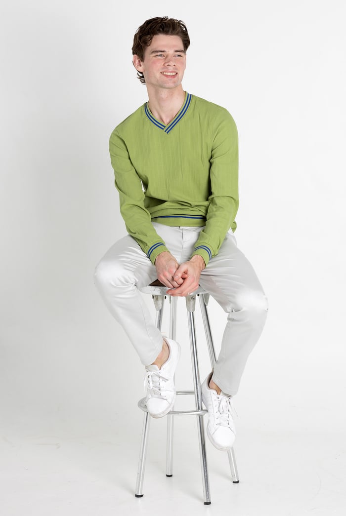 Contrast Ribbing V-Neck Sweatshirt