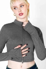 Design Jersey Long Sleeve Crop Zip Top