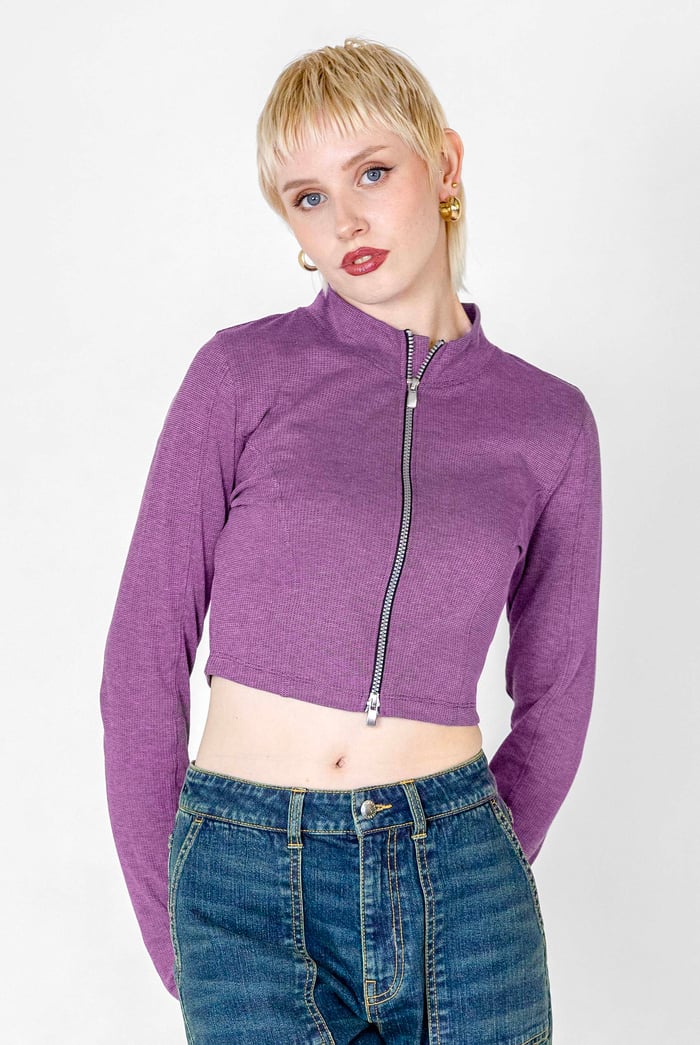 Design Jersey Long Sleeve Crop Zip Top