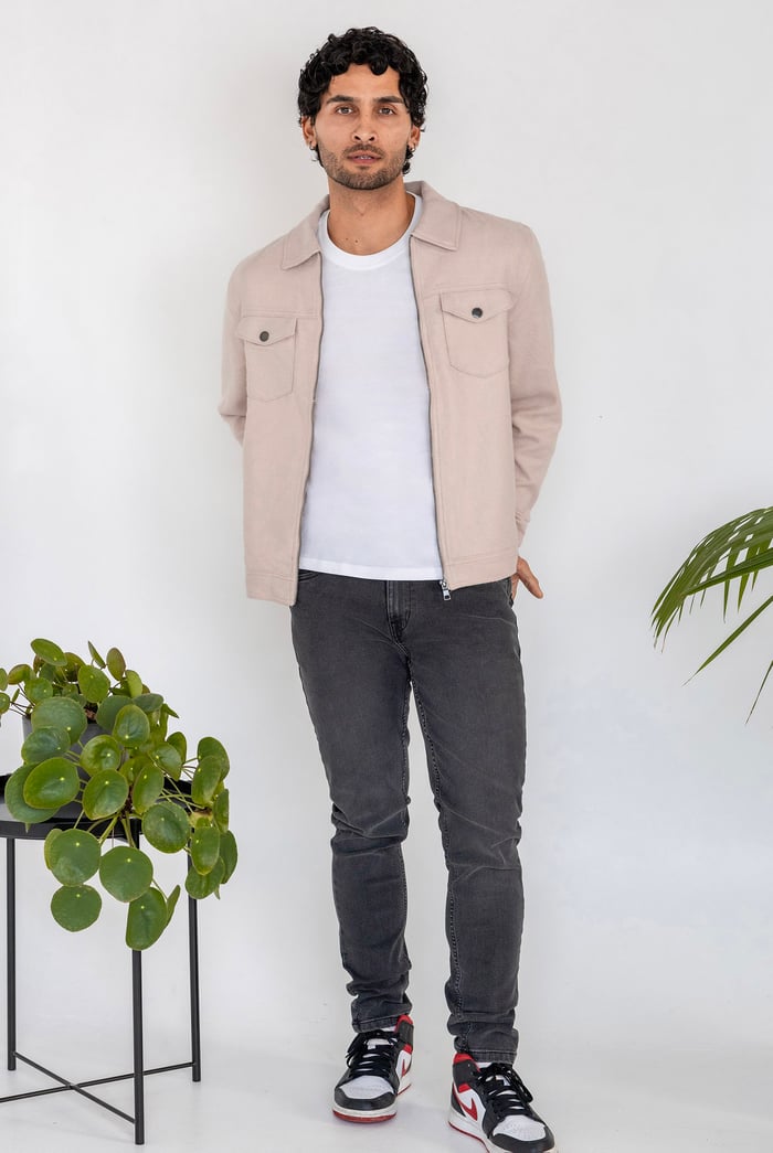 Ecru Cream Viscose Blend Lined Jacket