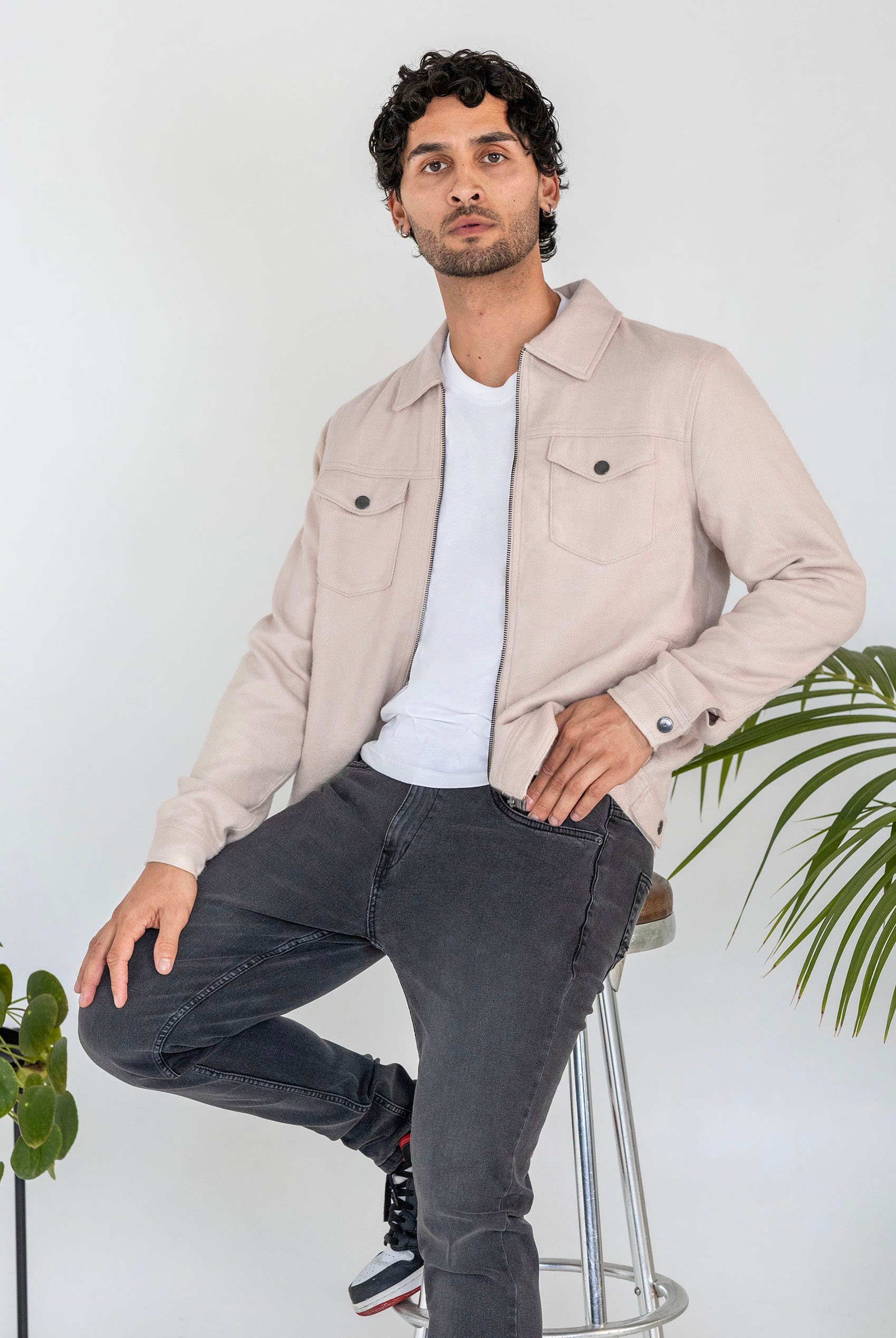 Ecru Cream Viscose Blend Lined Jacket
