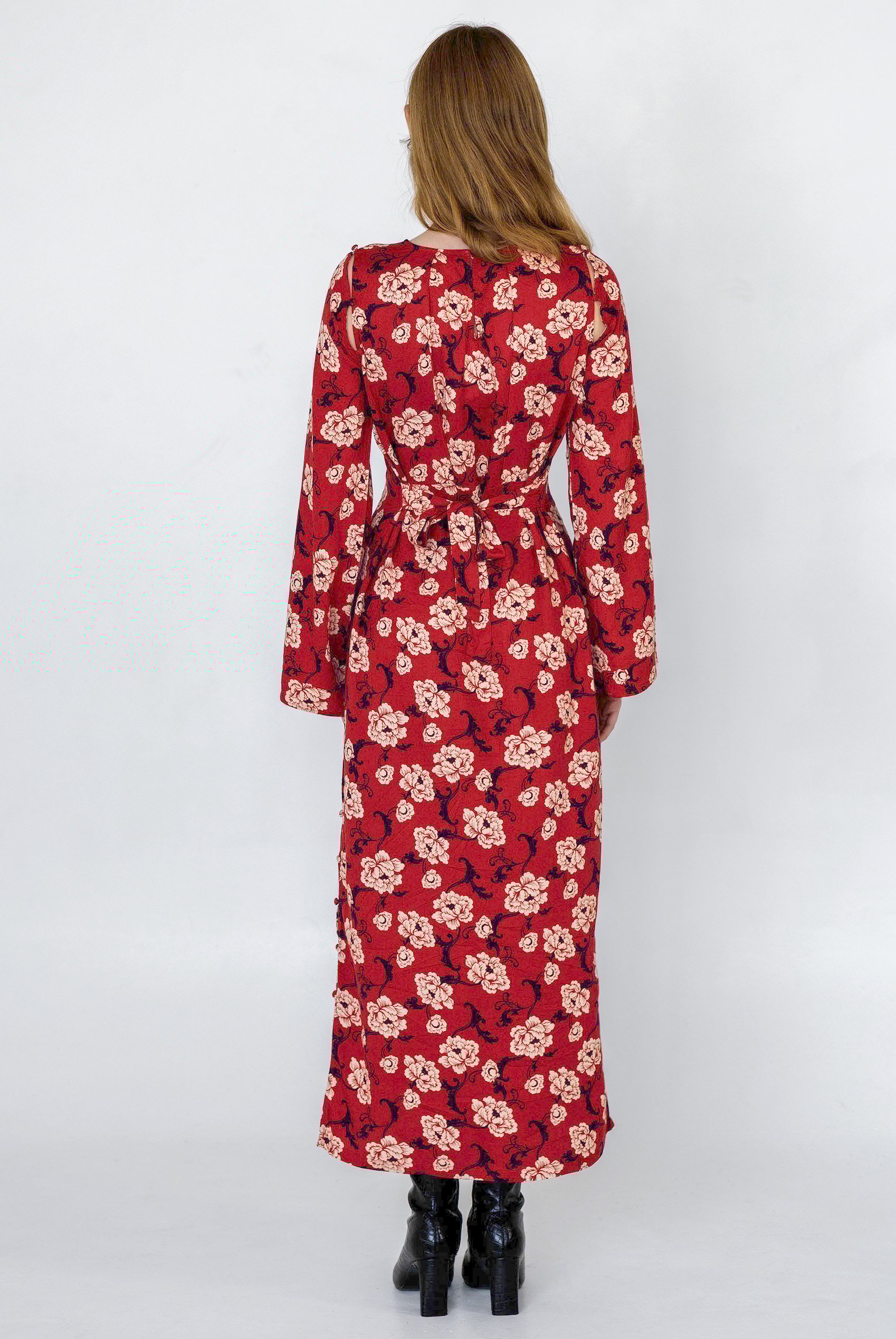 Floral Elegance Maxi Dress With Removable Sleeve