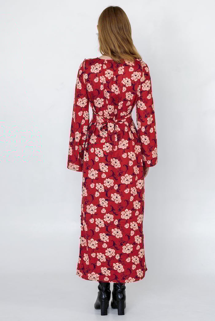 Floral Elegance Maxi Dress With Removable Sleeve