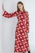 Floral Elegance Maxi Dress With Removable Sleeve