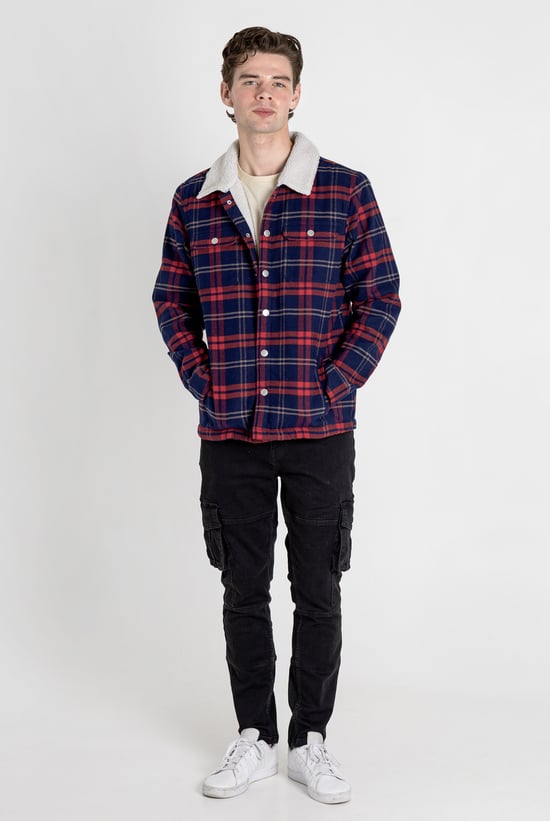 Tartan Check Borg Lined Cotton Shacket
