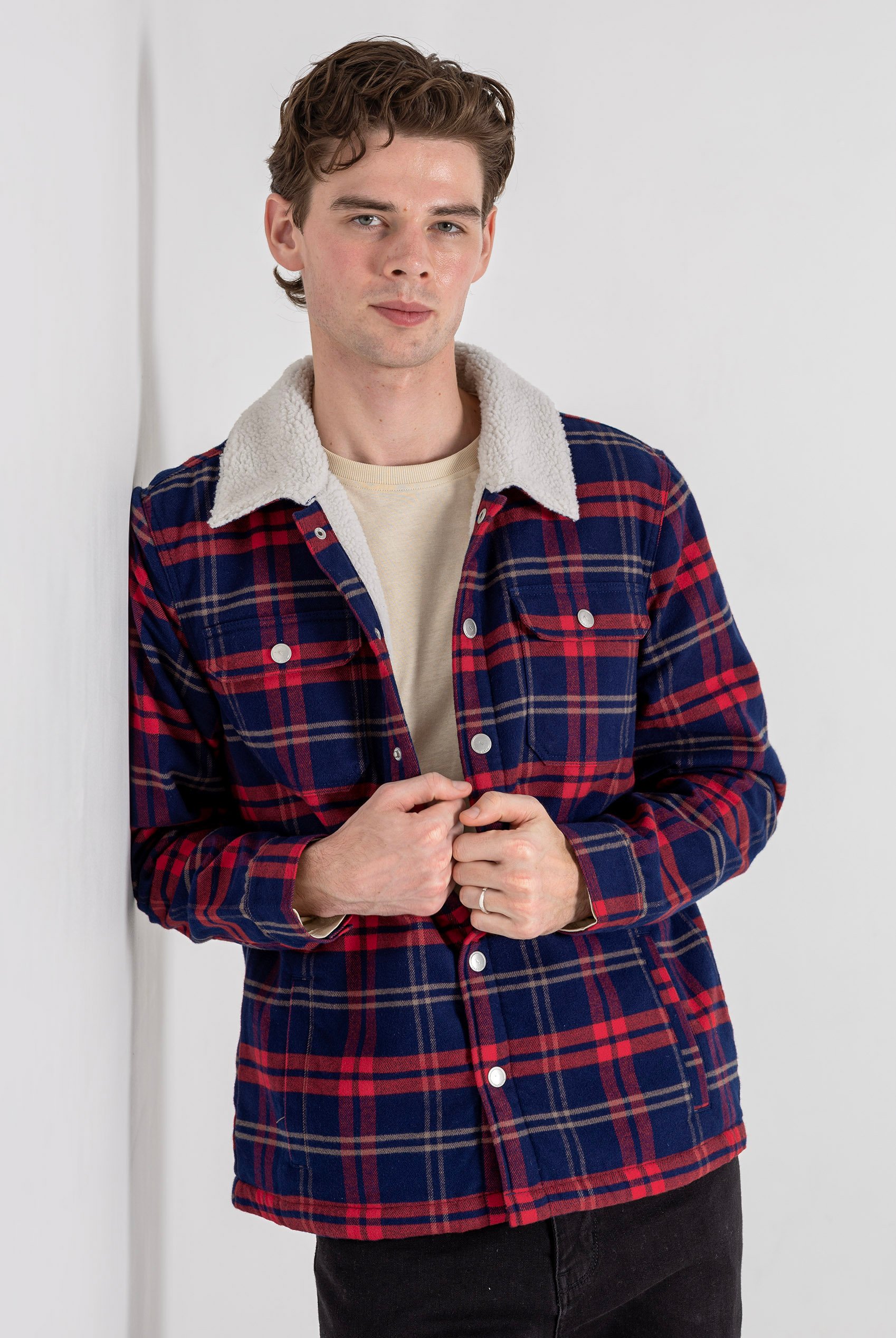 Tartan Check Borg Lined Cotton Shacket