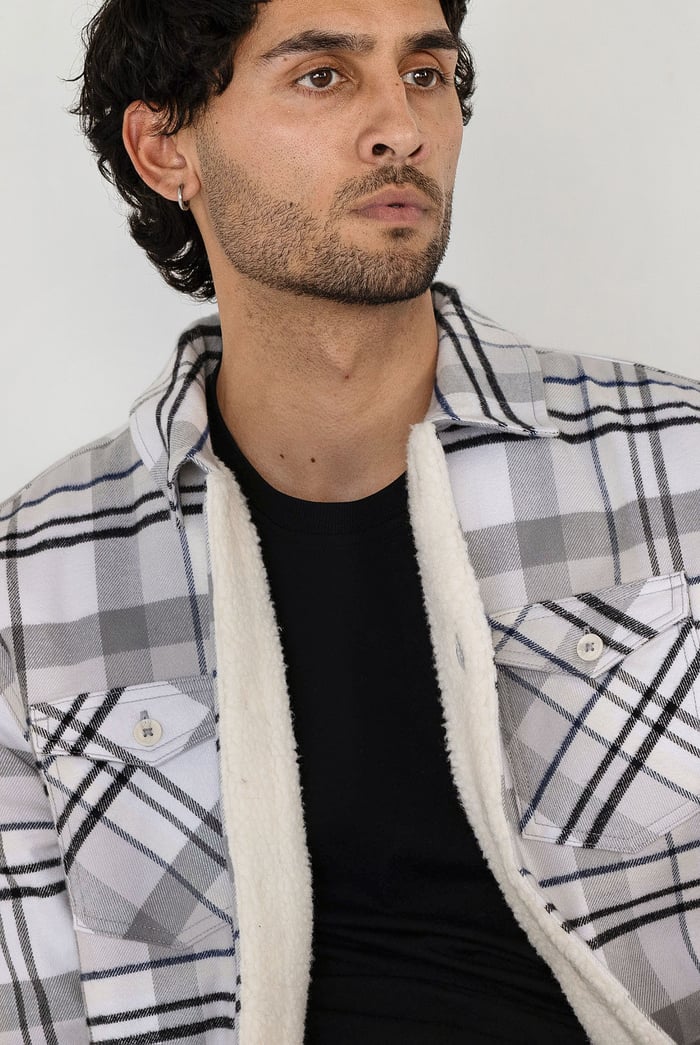 Borg Lined Plaid Check Shacket