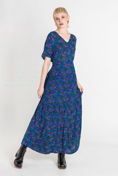 Crepe Viscose Paisley Printed Maxi Dress