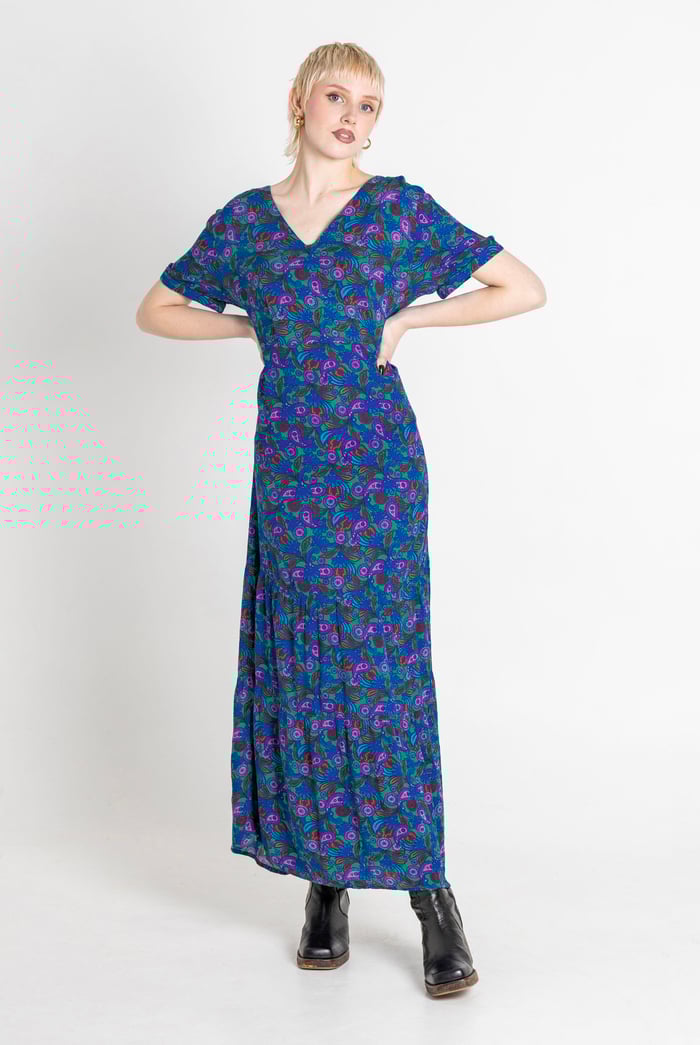 Crepe Viscose Paisley Printed Maxi Dress