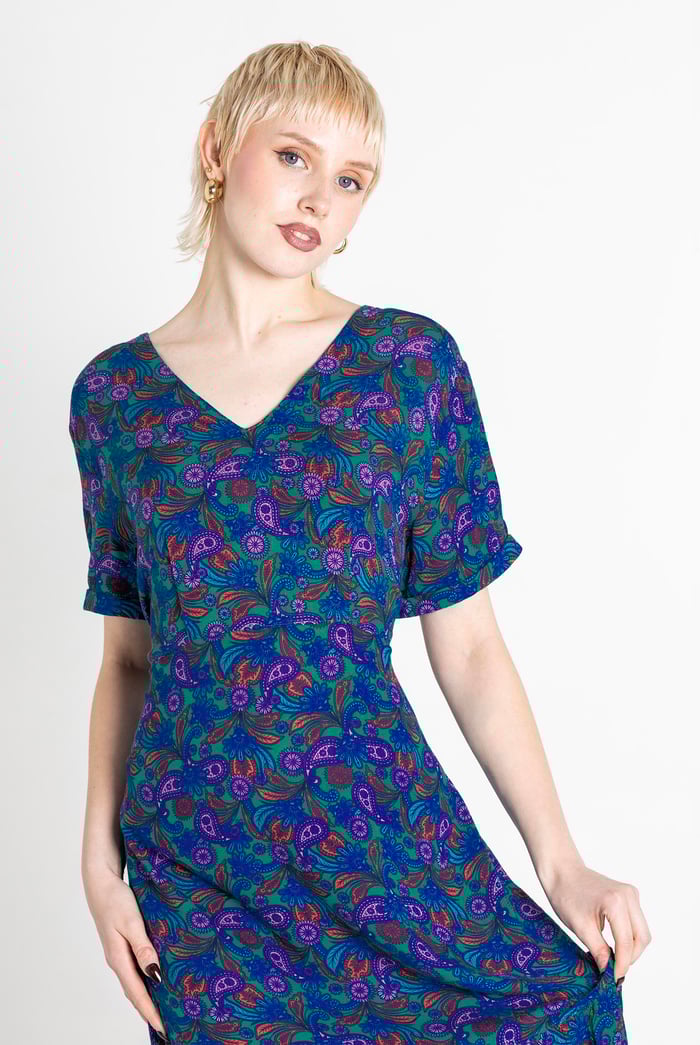Crepe Viscose Paisley Printed Maxi Dress