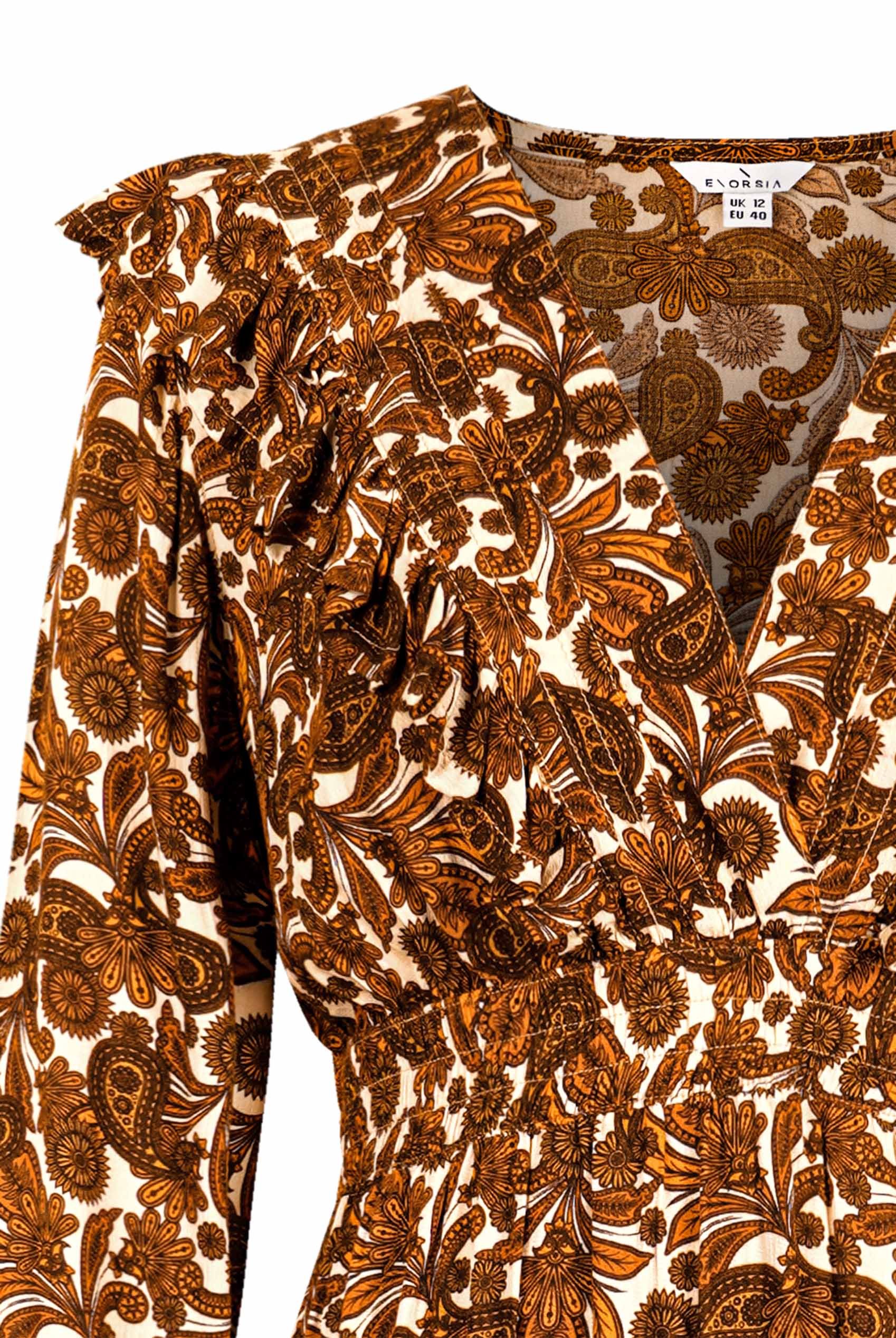 Paisley Printed Viscose Shirred Maxi Dress