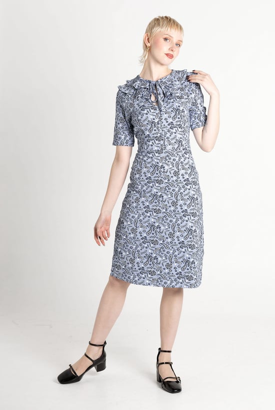 Double Layer Ruffles And Tie Fastening Midi Dress