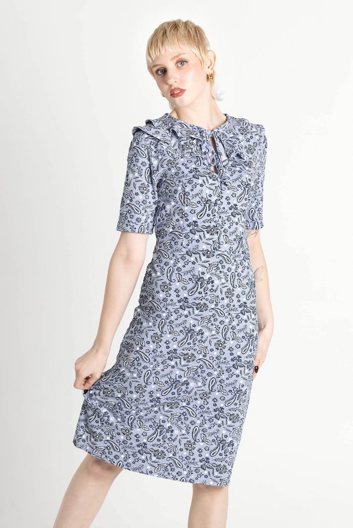 Double Layer Ruffles And Tie Fastening Midi Dress