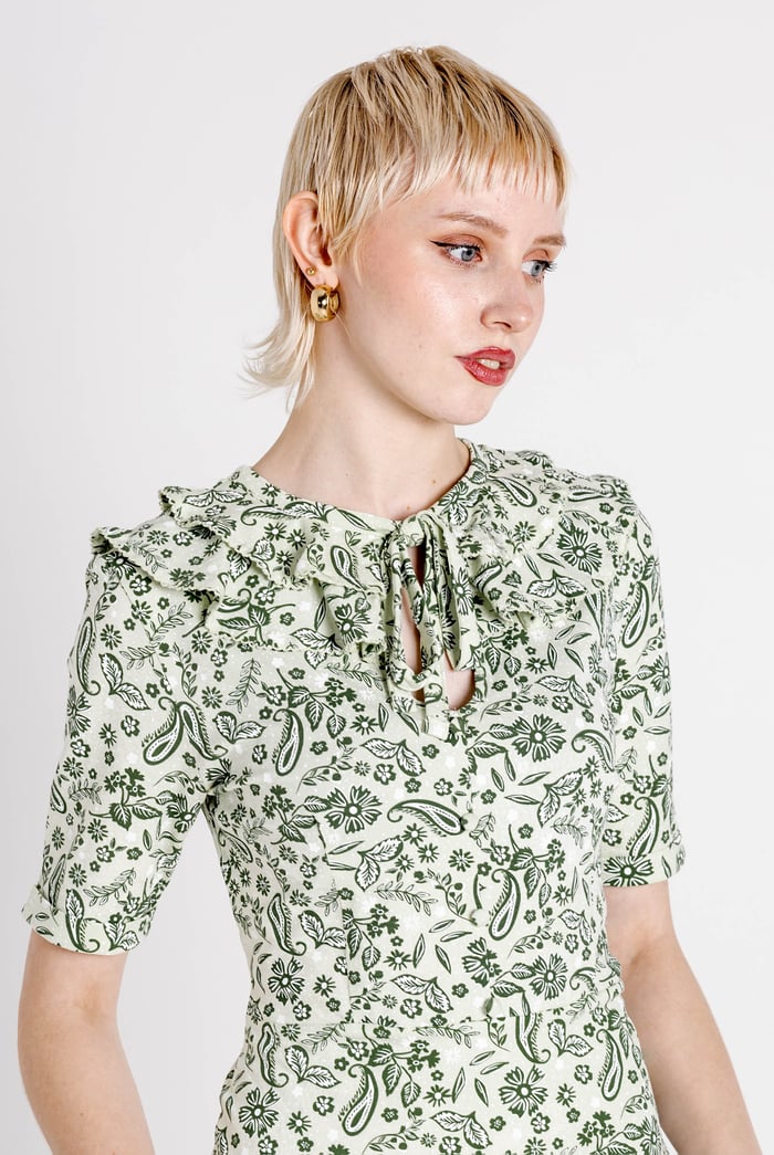 Double Layer Ruffles And Tie Fastening Midi Dress