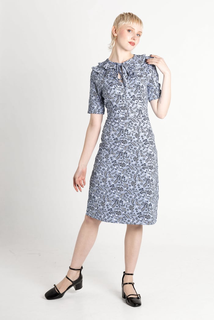 Double Layer Ruffles And Tie Fastening Midi Dress