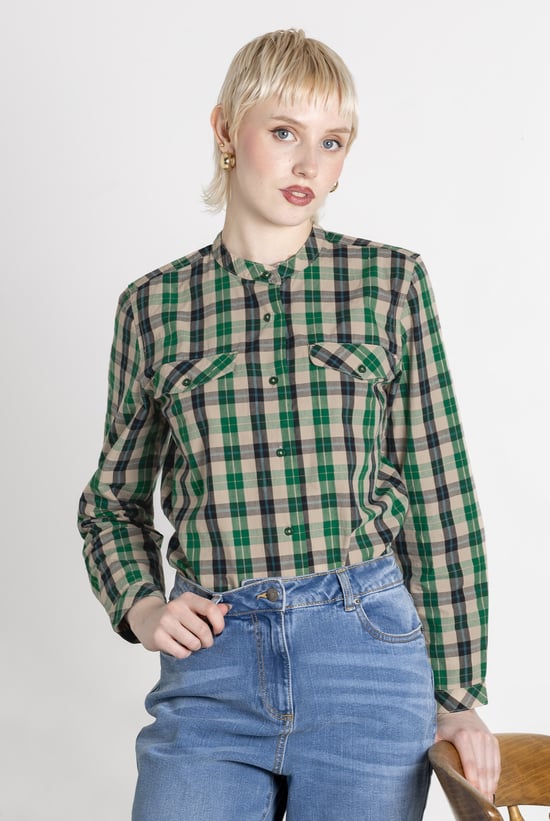 Womens Regular Fit Paper-Touch Poplin Shirt