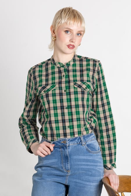 Womens Green Regular Fit Paper-Touch Poplin Shirt