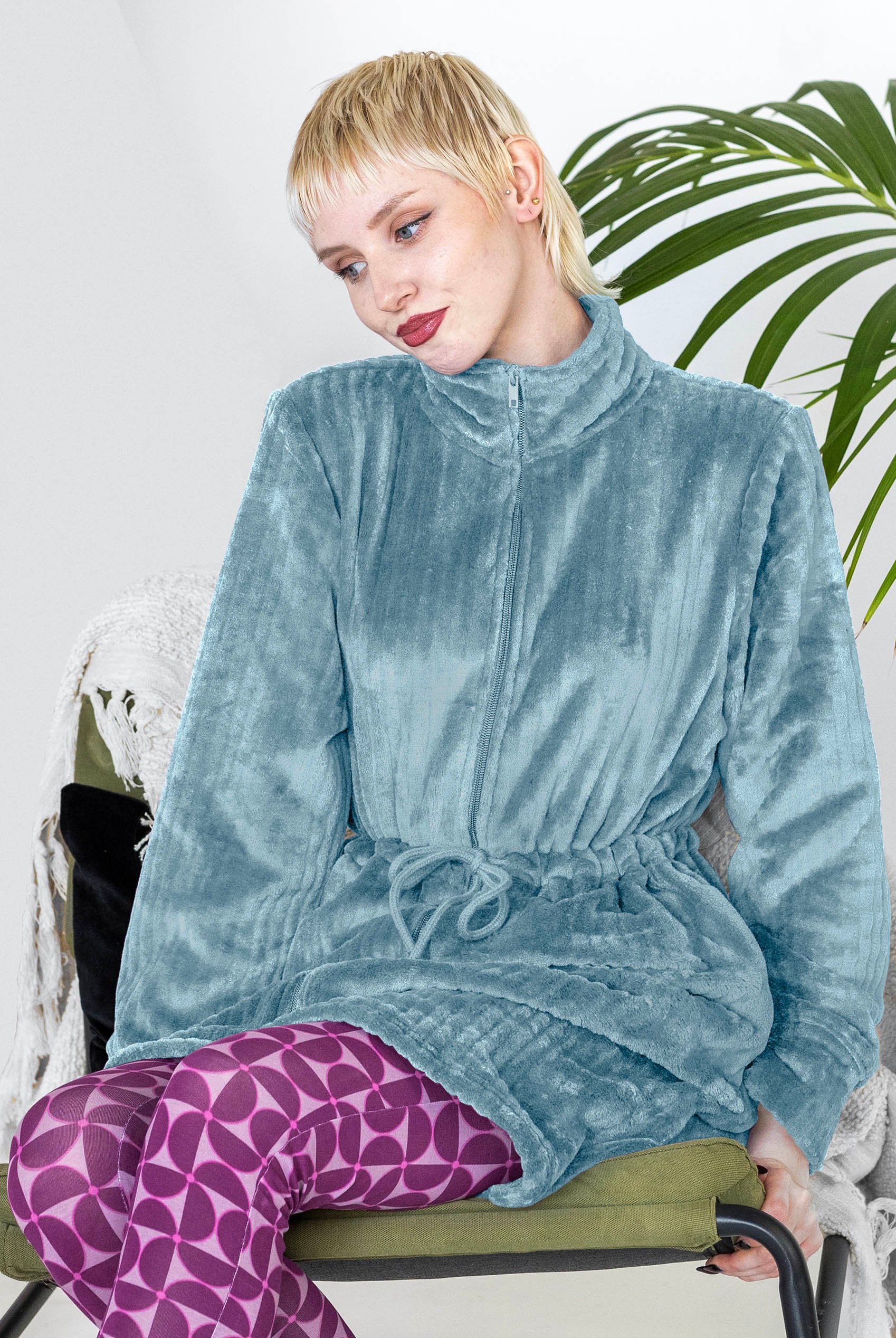 Supersoft Coral Fleece Zip Through Dressing Gown