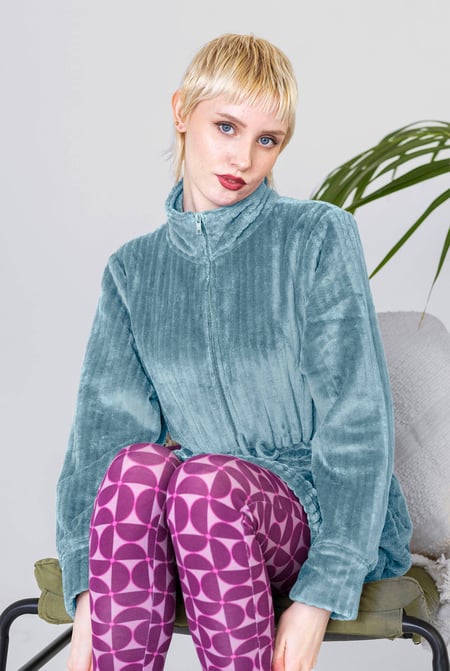 Purple Supersoft Coral Fleece Zip Through Dressing Gown