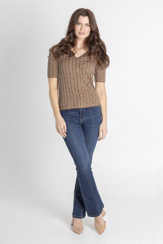 Short Sleeve Shimmer Printed Viscose Top