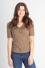 Short Sleeve Shimmer Printed Viscose Top