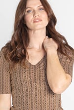 Short Sleeve Shimmer Printed Viscose Top