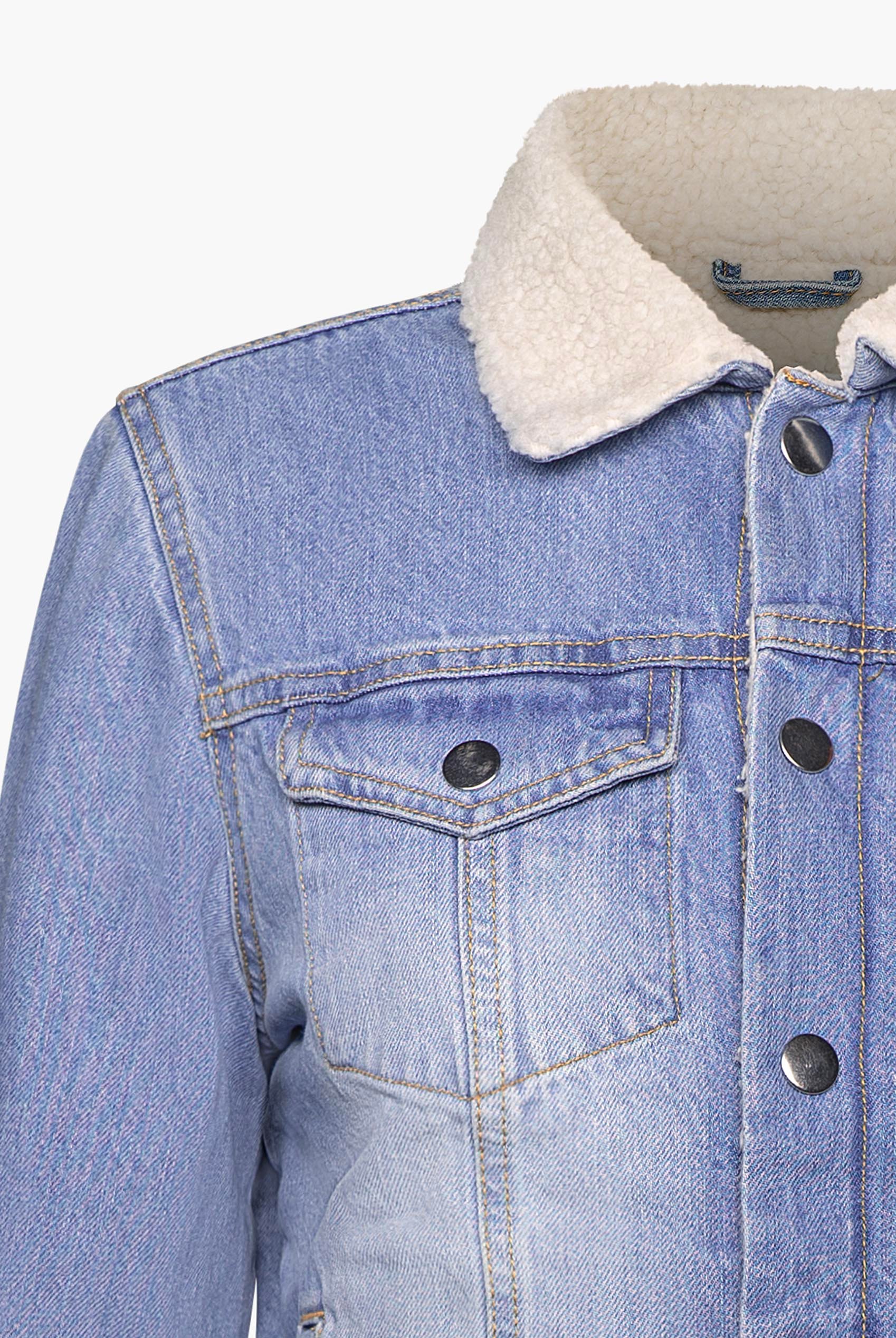 Blue Sherpa Borg Lined Regular Fit Denim Jacket