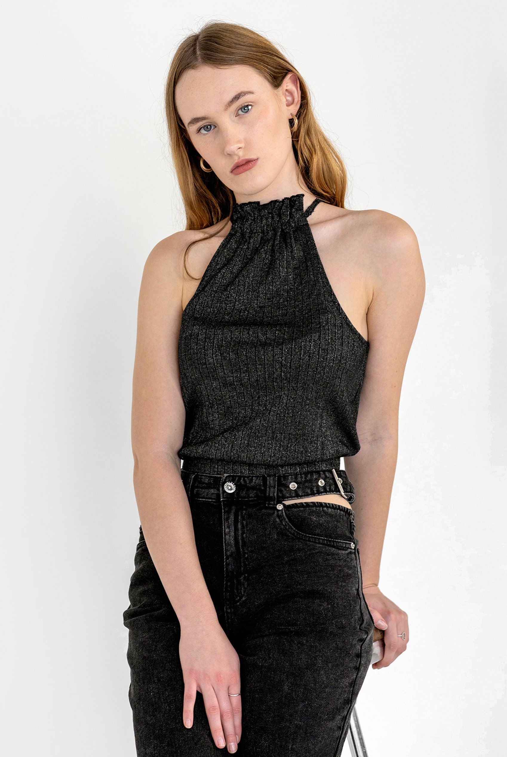 Halter Neck Bow Details Crop Top