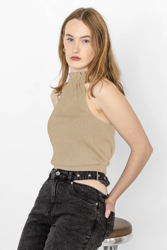 Halter Neck Bow Details Crop Top