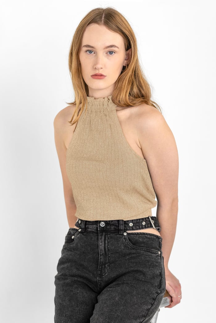 Halter Neck Bow Details Crop Top