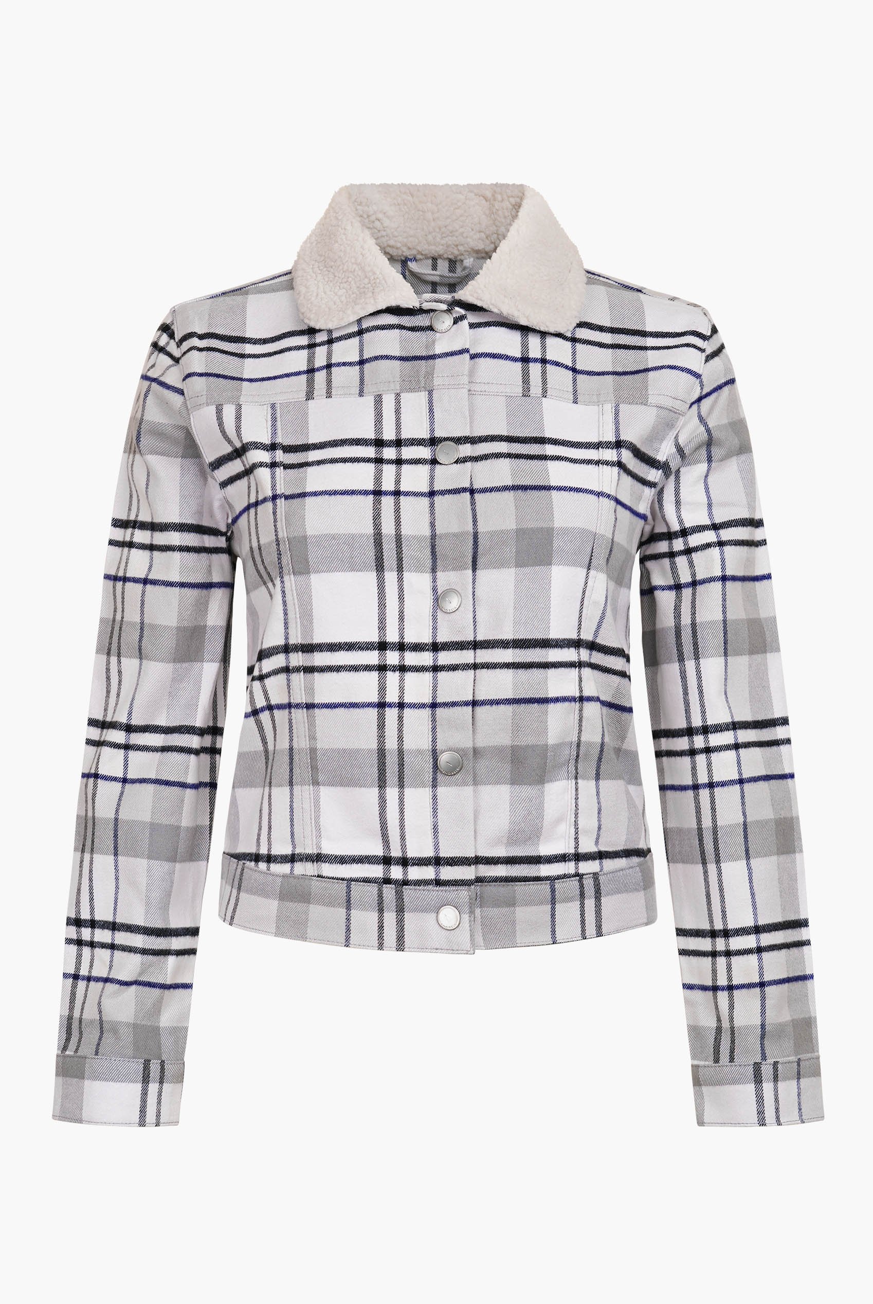 Plaid Check Borg Collar Shacket