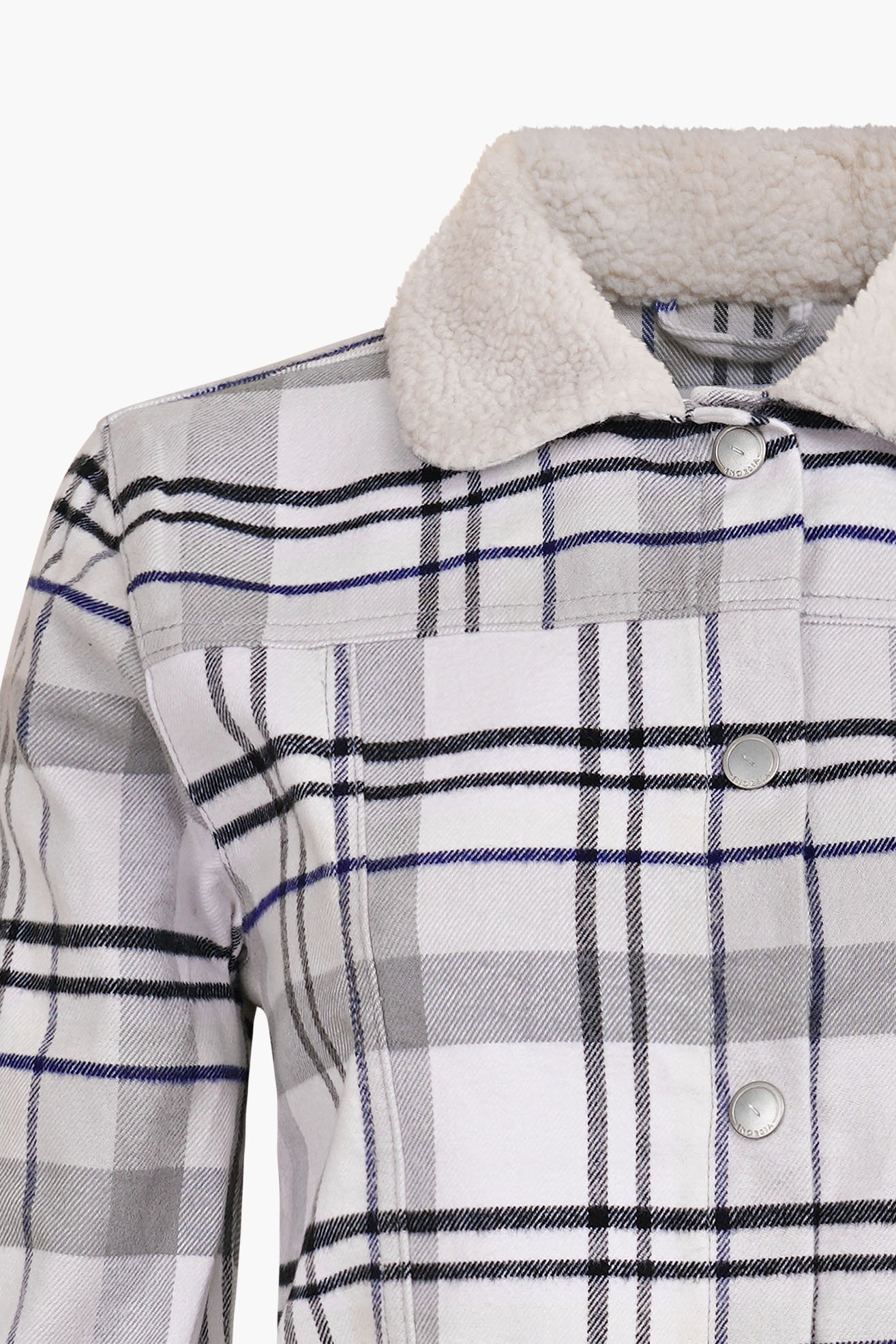 Plaid Check Borg Collar Shacket