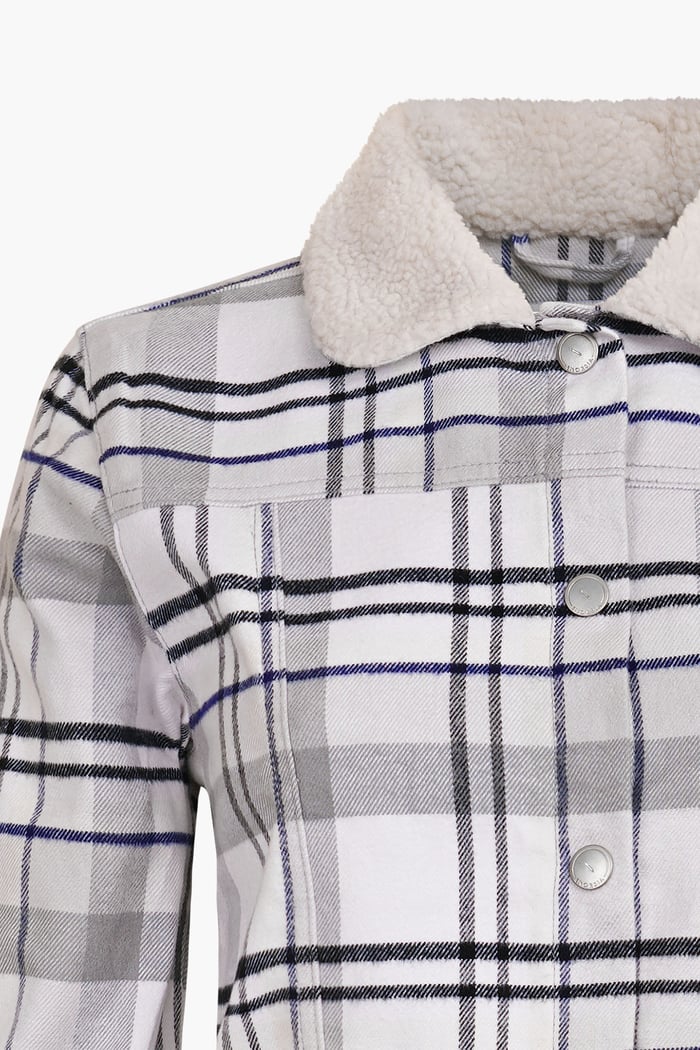 Plaid Check Borg Collar Shacket