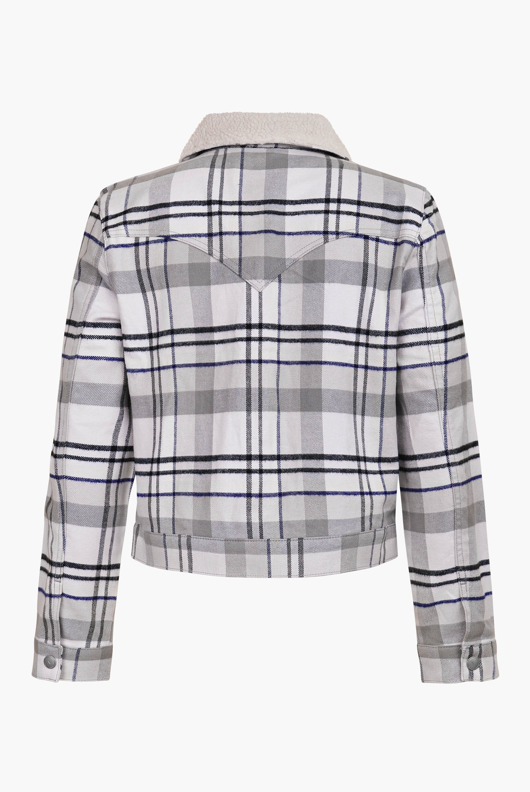 Plaid Check Borg Collar Shacket