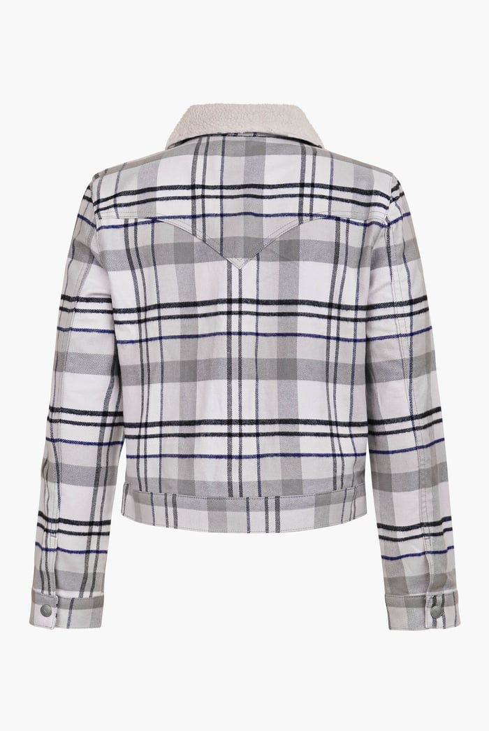Plaid Check Borg Collar Shacket