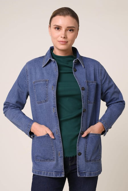 Womens Blue Indigo Blue Casual Denim Jacket