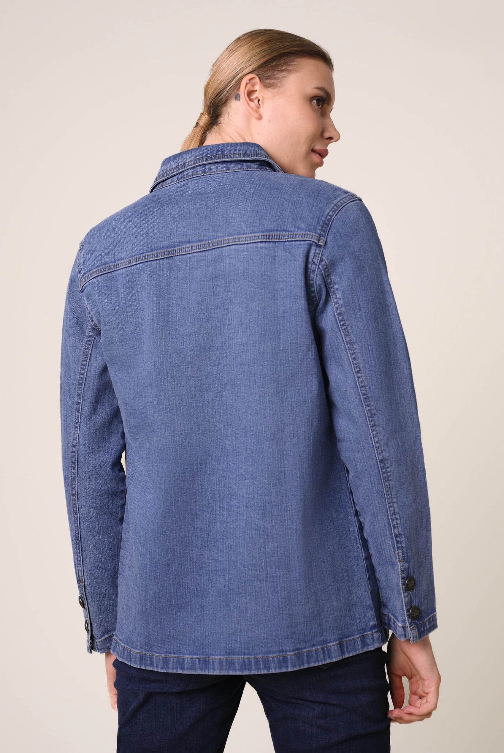Womens Indigo Blue Casual Denim Jacket