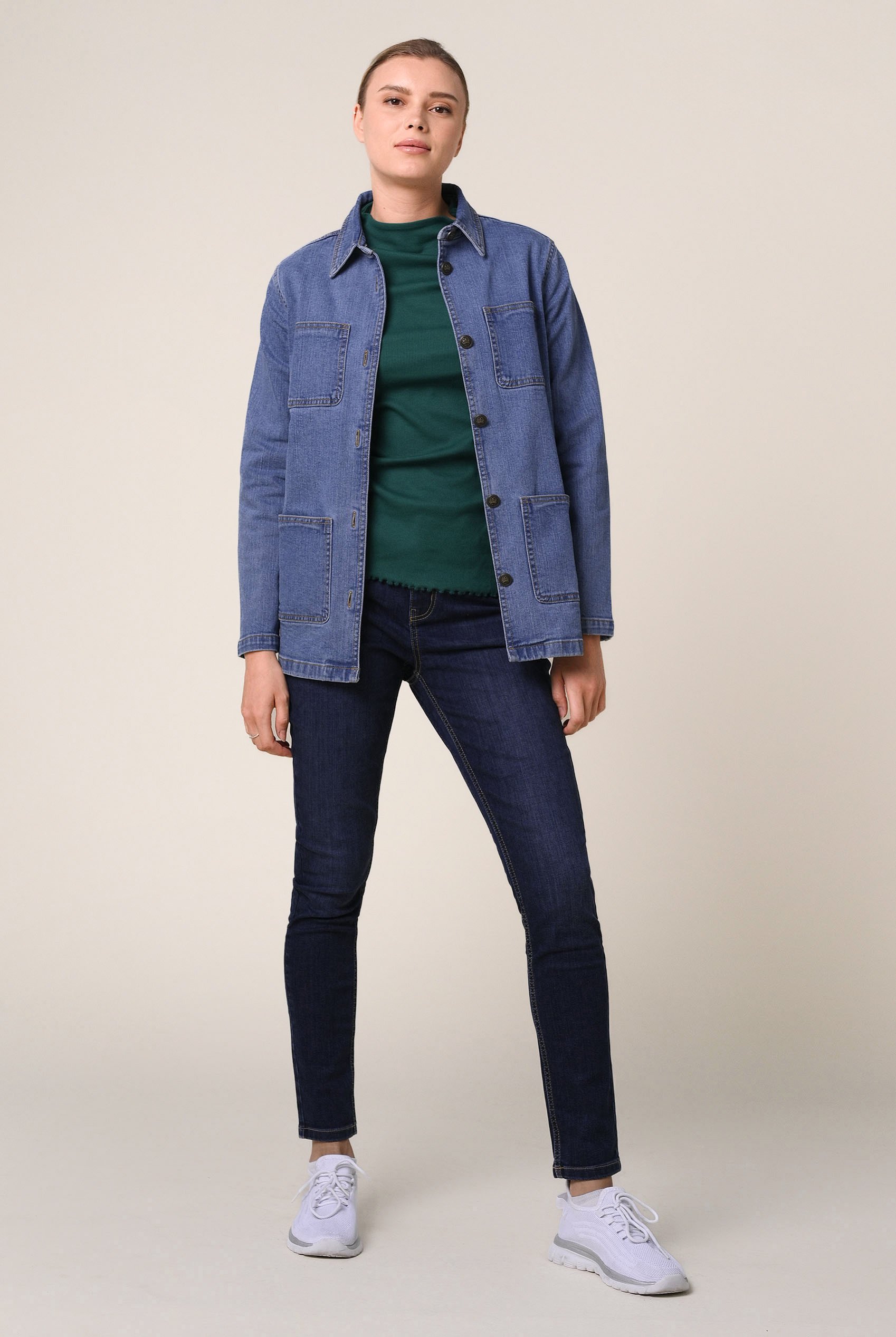 Womens Indigo Blue Casual Denim Jacket