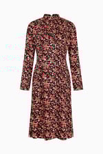 Dark Floral High Neck Ruched Midi Dress