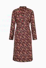 Dark Floral High Neck Ruched Midi Dress