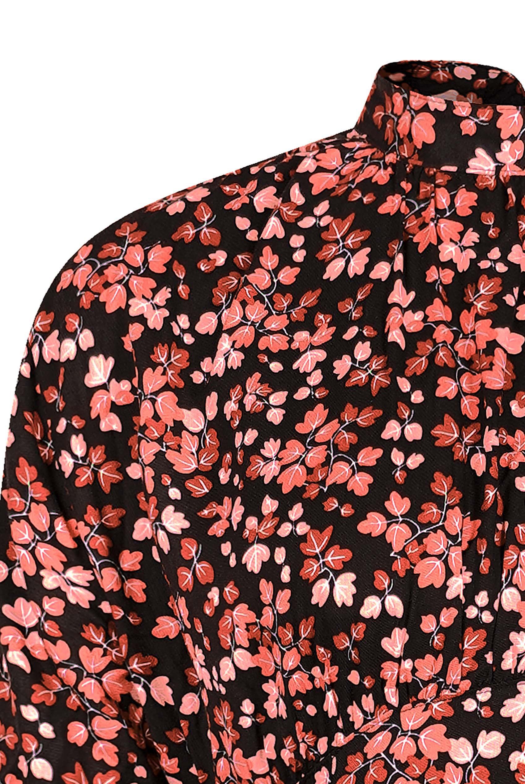 Dark Floral High Neck Ruched Midi Dress