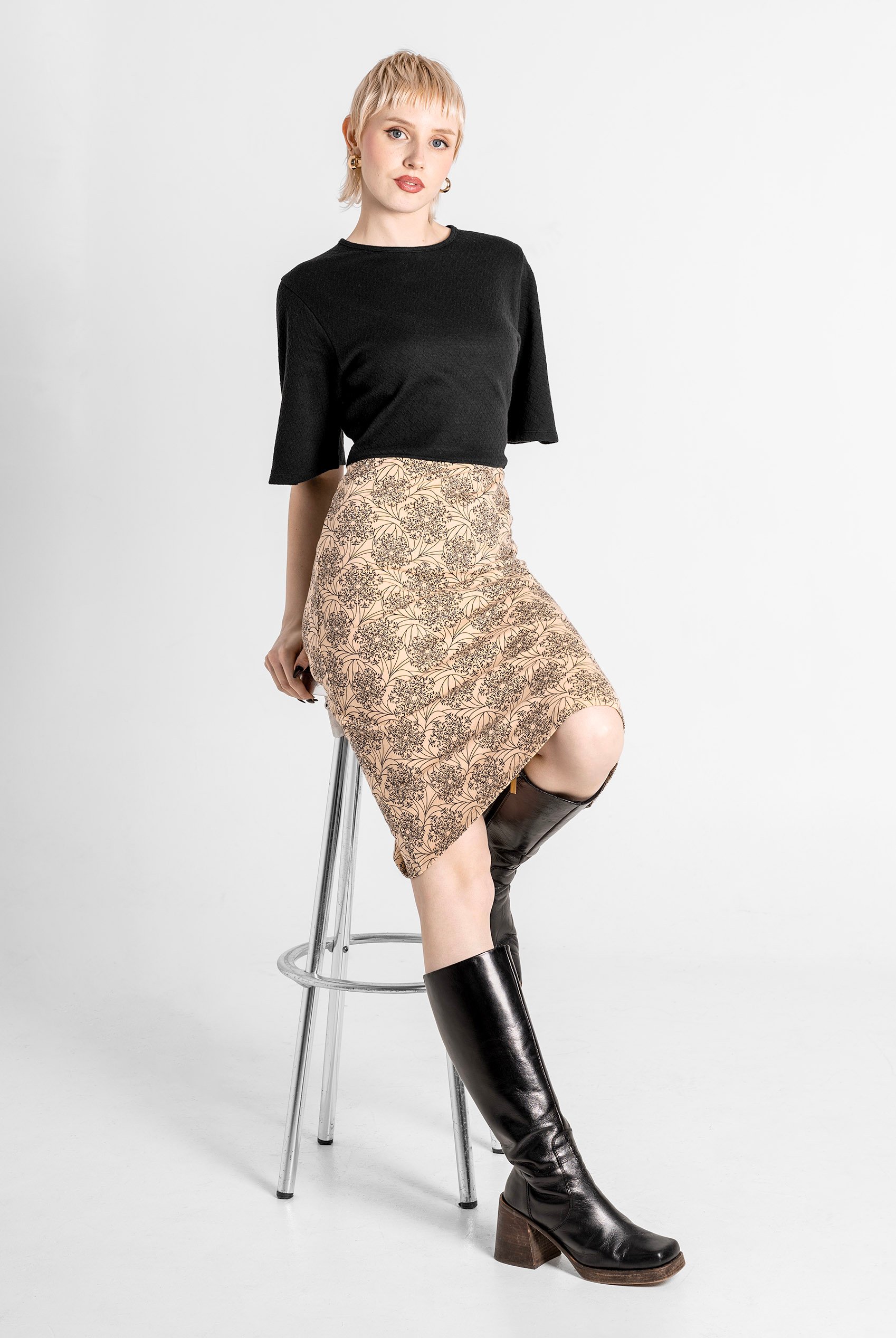 Printed Skirt Detail Design Jersey Dress