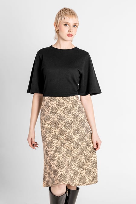 Black Printed Skirt Detail Design Jersey Dress