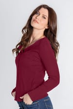 Scoop Neckline Long Sleeve Ribbed Top