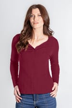 Scoop Neckline Long Sleeve Ribbed Top