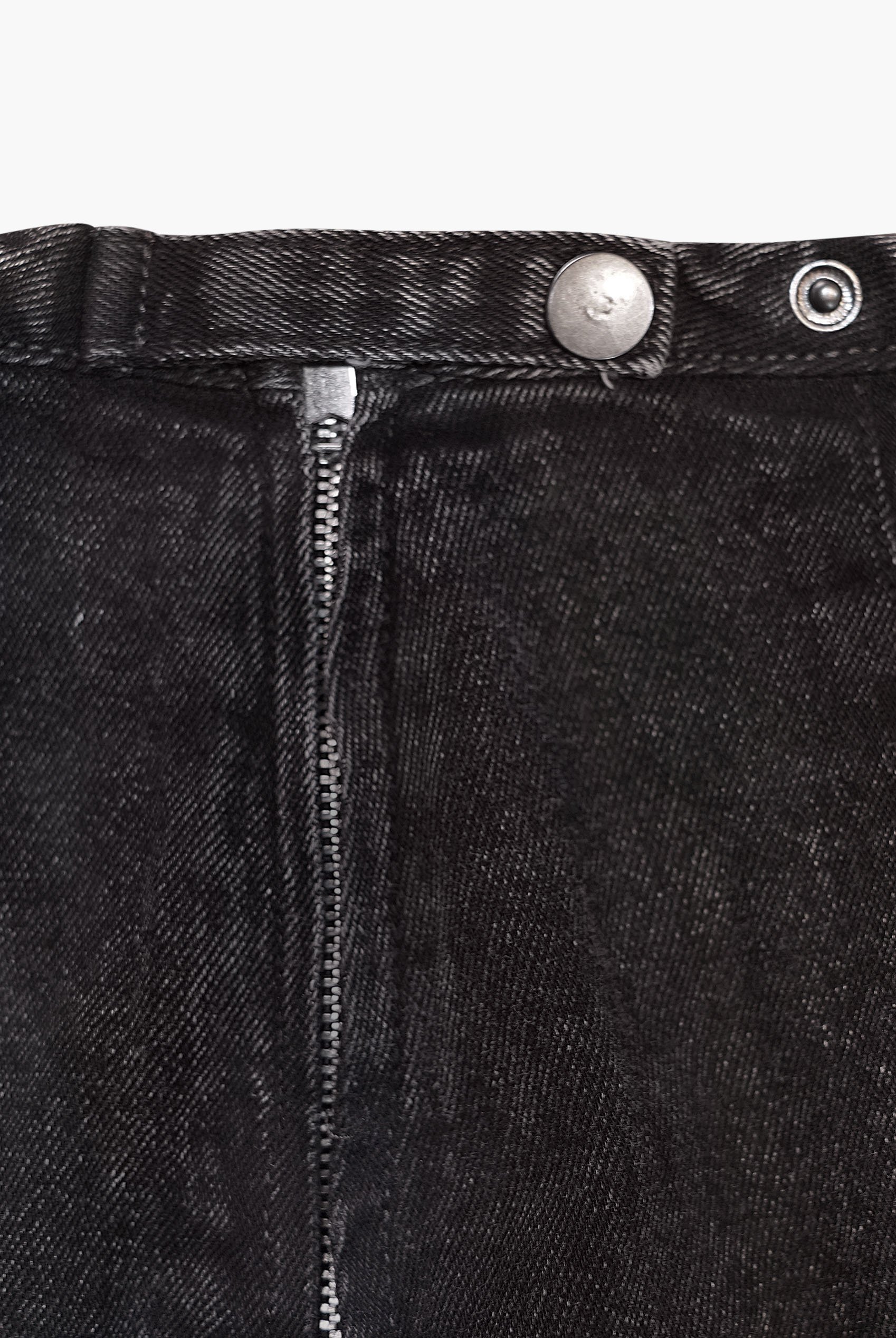 Black Denim Skirt With Asymmetric Lace Up Details