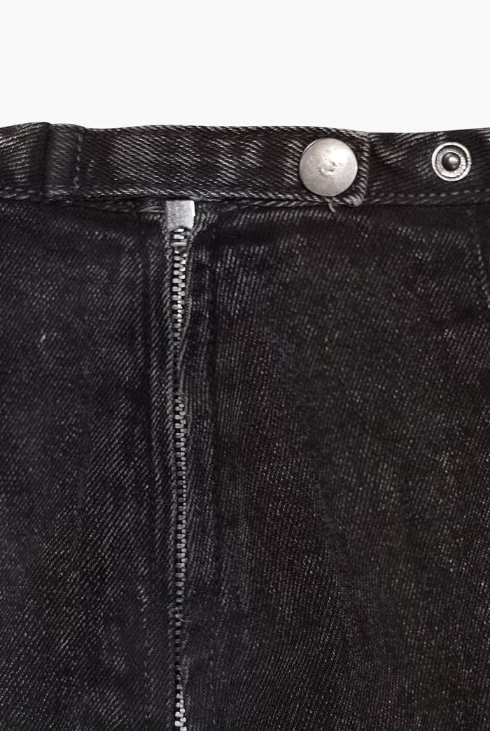 Black Denim Skirt With Asymmetric Lace Up Details