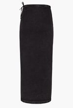 Black Denim Skirt With Asymmetric Lace Up Details