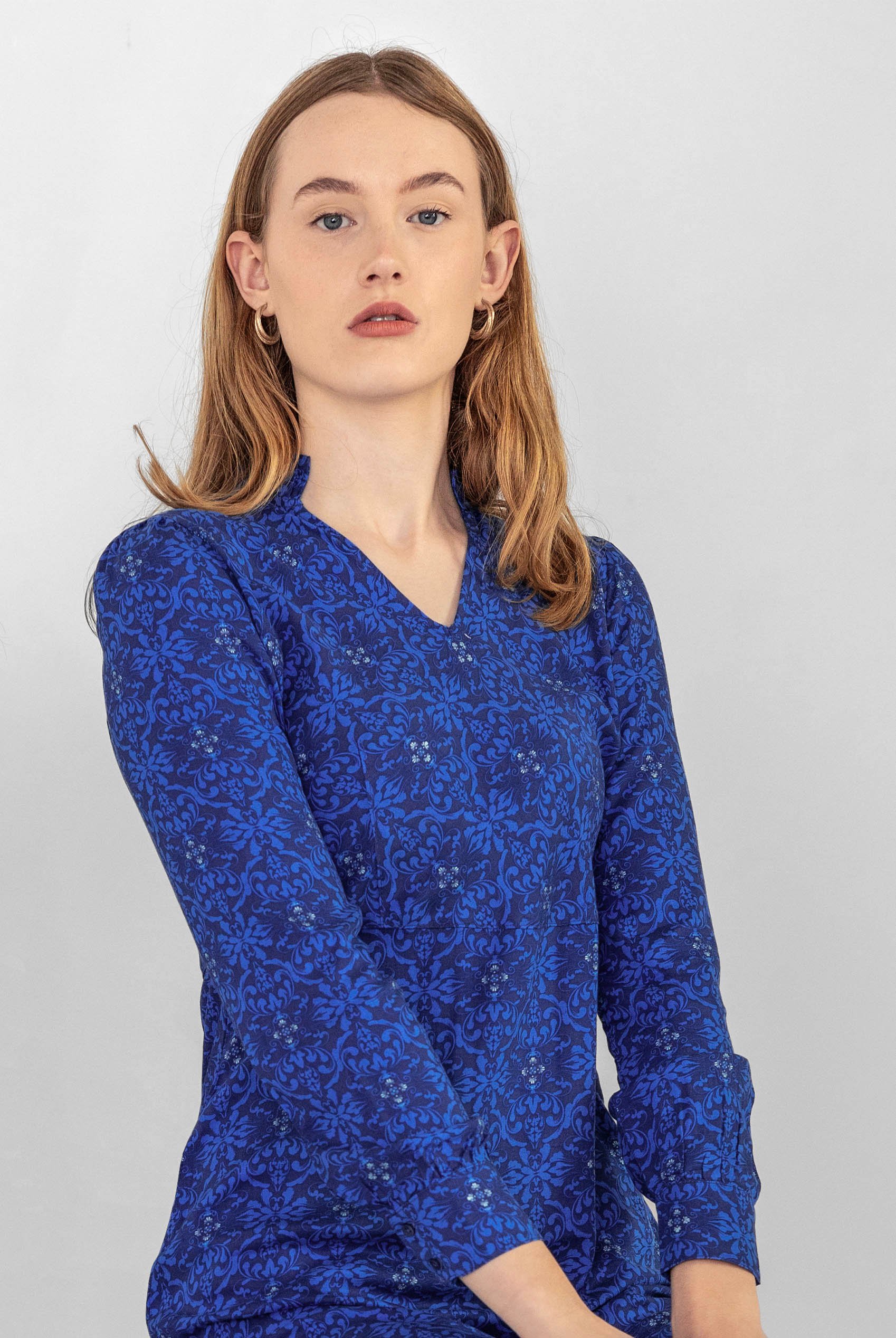 V-Neck Puff Sleeve Midi Dress